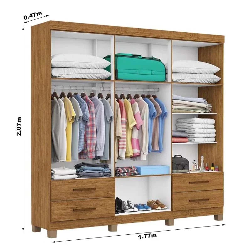 Guarda-roupa Casal Hercules 6 Portas com Espelho Cinamomo Larg. 1.77m Com Pés – Carioca