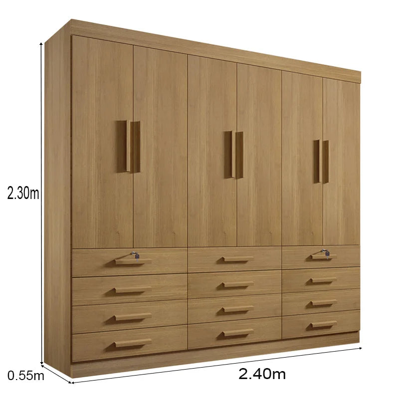 Guarda-Roupa Casal Mônaco 6 Portas 12 Gavetas Cinamomo Larg. 2.40m D Doro