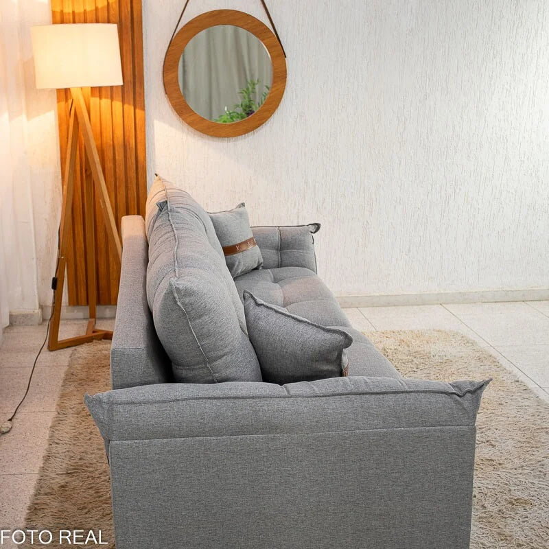 Sofá 3 Lugares Creta Linho Cinza 27 Larg. 2.00m – Molas bonnel