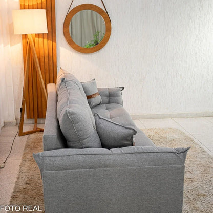 Sofá 3 Lugares Creta Linho Cinza 27 Larg. 2.00m – Molas bonnel
