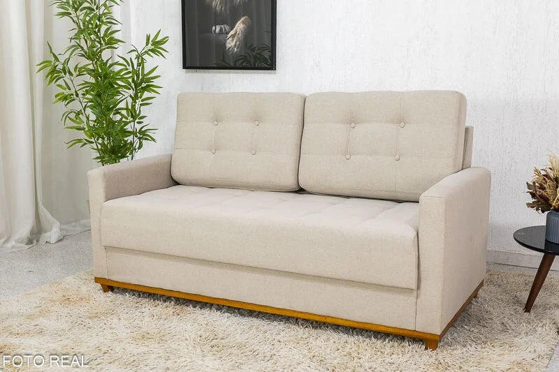 Sofá 3 lugares Living Áustria Linho Bege A57 Larg. 1.70m