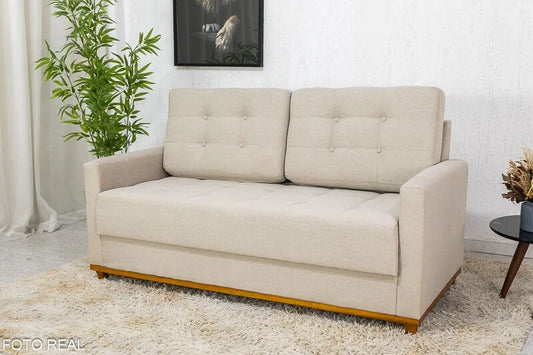 Sofá 3 lugares Living Áustria Linho Bege A57 Larg. 1.70m