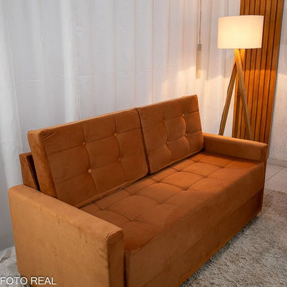 Sofá 3 lugares Living Áustria Veludo Terracota A62 Larg. 1.70m
