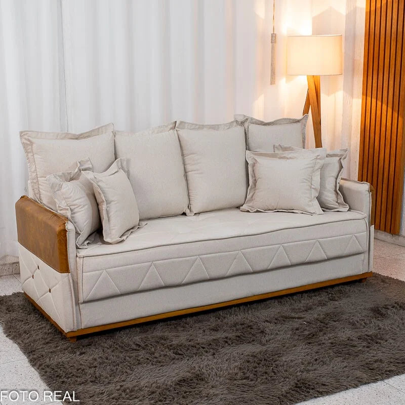 Sofá 3 lugares Vican Larg. 2.00m Linho Bege 5044 Detalhe 05 – Molas Bonnel