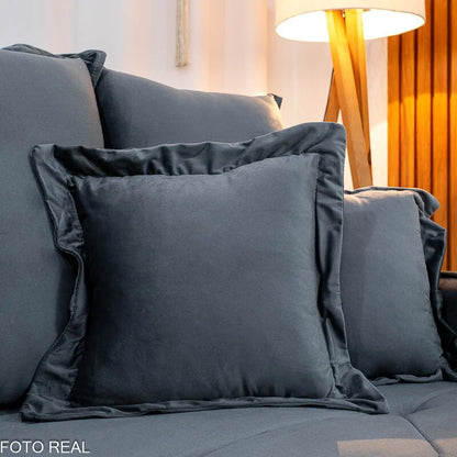 Sofá 3 lugares Vican Larg. 2.00m Veludo Cinza 5001 – Molas Bonnel