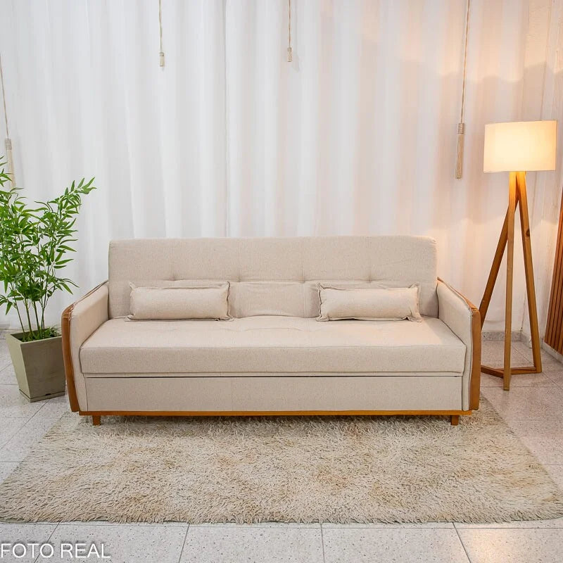 Sofá Cama Ipanema Baú Linho Bege 2274 Larg. 2.05m