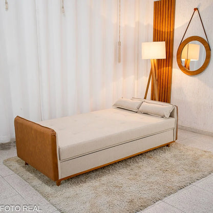 Sofá Cama Ipanema Baú Linho Bege 2274 Larg. 2.05m