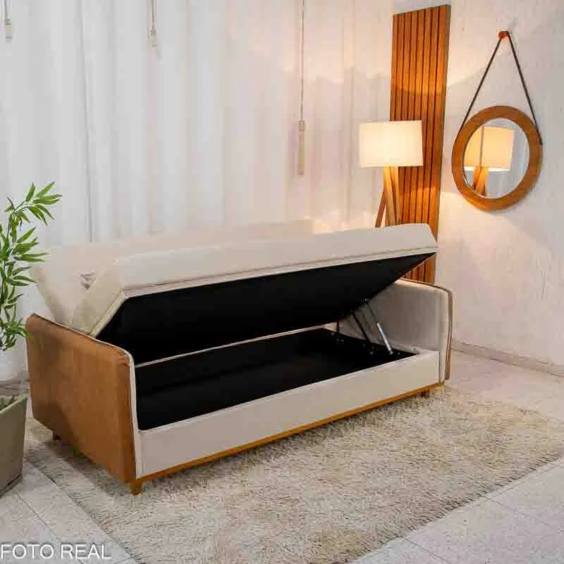 Sofá Cama Ipanema Baú Linho Bege 2274 Larg. 2.05m