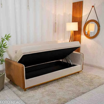Sofá Cama Ipanema Baú Linho Bege 2274 Larg. 2.05m