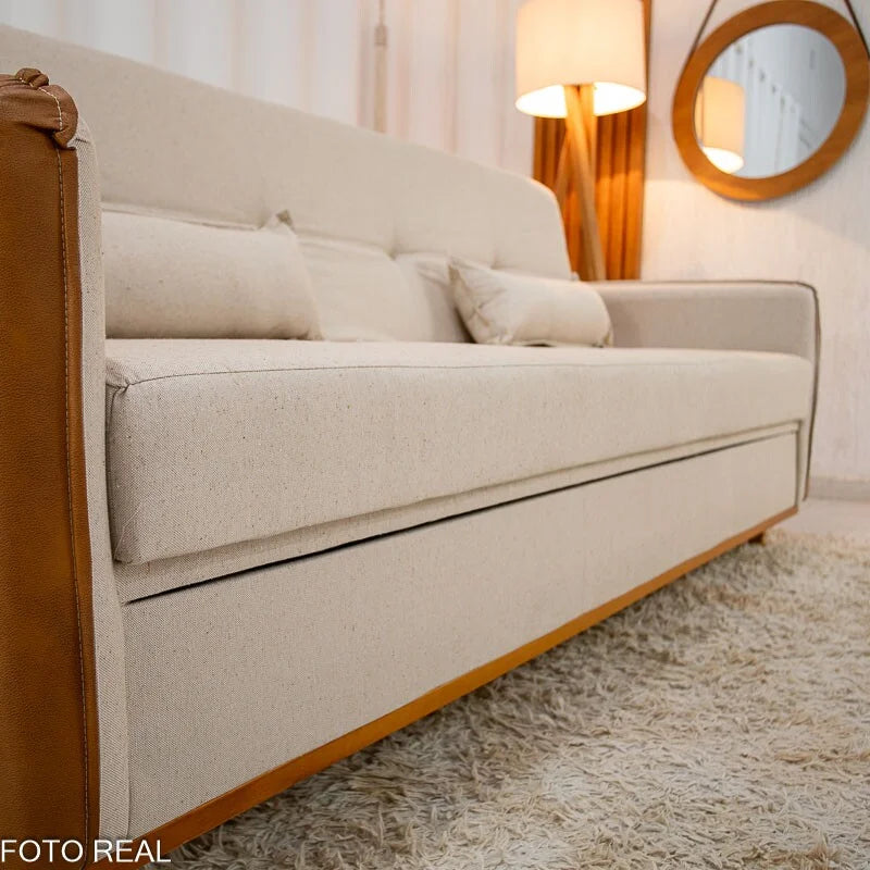 Sofá Cama Ipanema Baú Linho Bege 2274 Larg. 2.05m