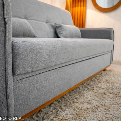 Sofá Cama Ipanema com Baú Linho Cinza 2275 – Larg. 2.05m
