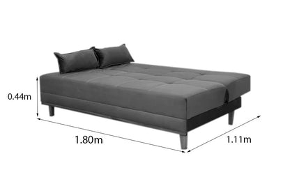 Sofá Cama Madrid Veludo Bege 2269 Larg. 1.80m – Molas Bonnel