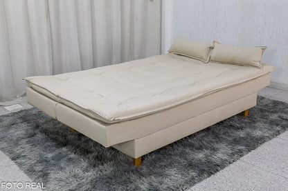 Sofá Cama Premium Linho Bege 2305 Larg. 1.80m