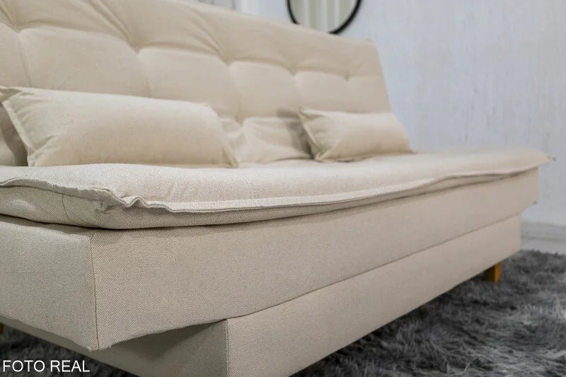 Sofá Cama Premium Linho Bege 2305 Larg. 1.80m