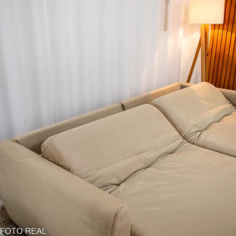Sofá Retrátil Amaranto Premium 2.30m Veludo Bege – Sem Caixa