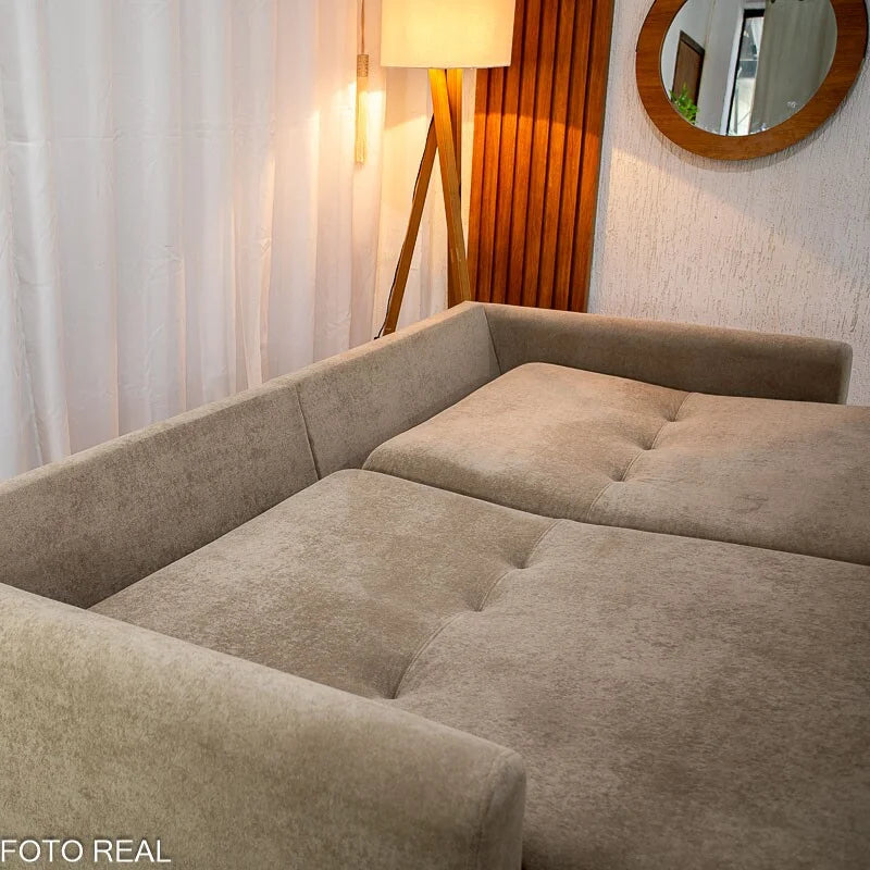 Sofá Retrátil Amaranto Premium 2.30m Bege 06 – Sem Caixa