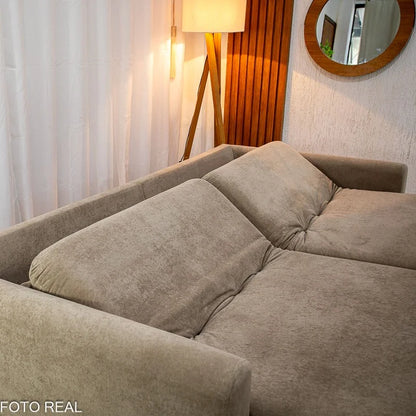 Sofá Retrátil Amaranto Premium 2.30m Bege 06 – Sem Caixa