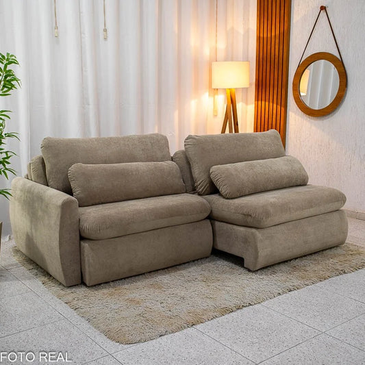 Sofá Retrátil Amaranto Premium 2.30m Bege 06 – Sem Caixa