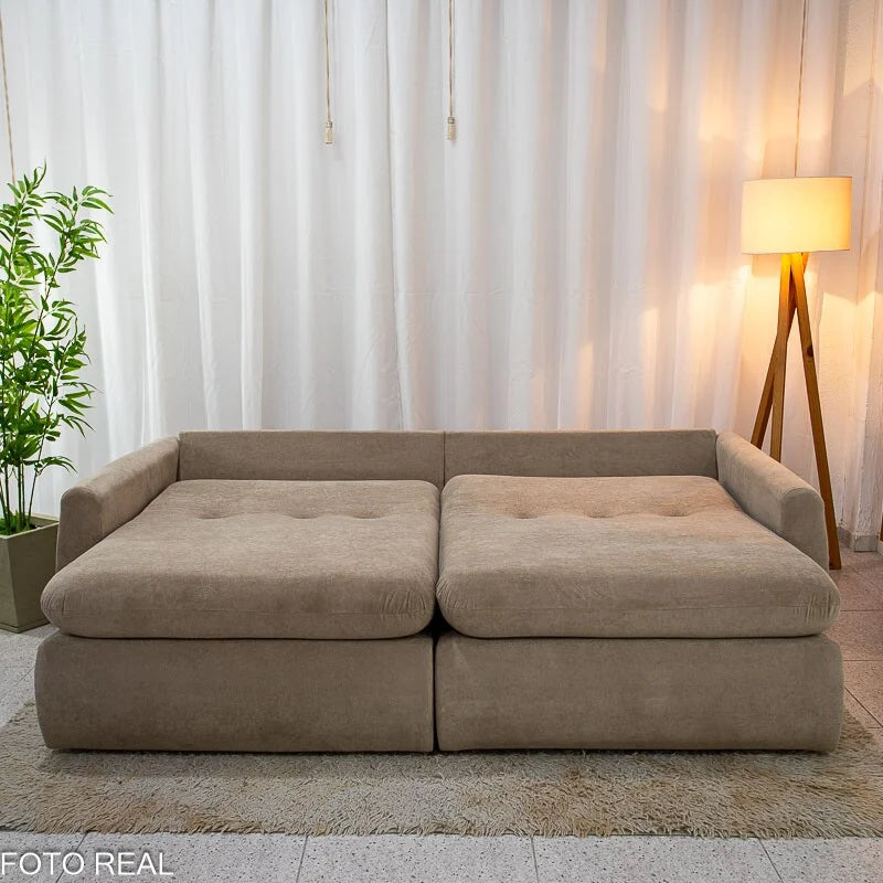 Sofá Retrátil Amaranto Premium 2.30m Bege 06 – Sem Caixa