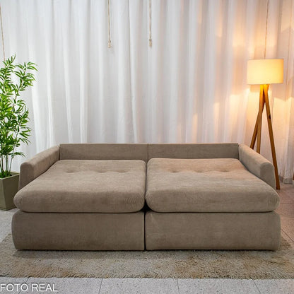 Sofá Retrátil Amaranto Premium 2.30m Bege 06 – Sem Caixa