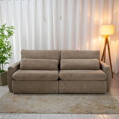 Sofá Retrátil Amaranto Premium 2.30m Bege 06 – Sem Caixa