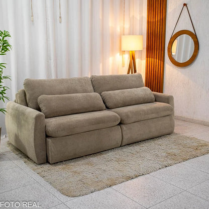 Sofá Retrátil Amaranto Premium 2.30m Bege 06 – Sem Caixa