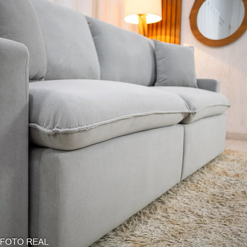 Sofá Retrátil Luma 2.00m Veludo Premium Cinza 36 – Sem Caixa
