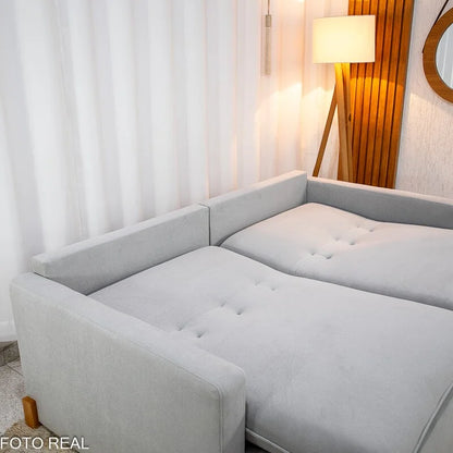 Sofá Retrátil Luma 2.00m Veludo Premium Cinza 36 – Sem Caixa