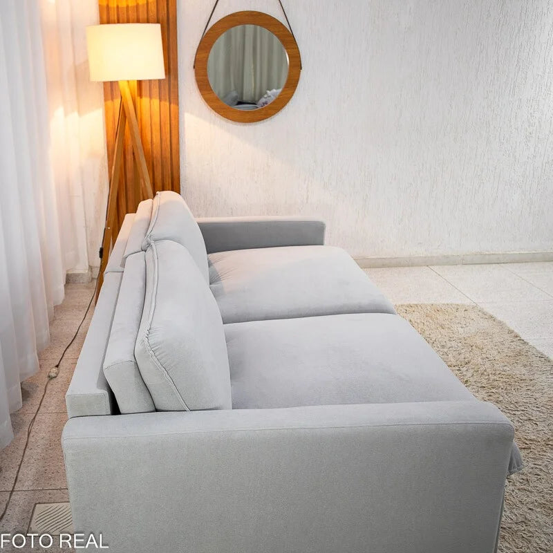 Sofá Retrátil Luma 2.00m Veludo Premium Cinza 36 – Sem Caixa