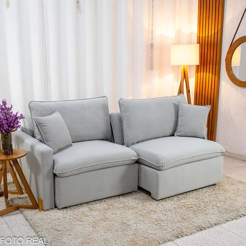 Sofá Retrátil Luma 2.00m Veludo Premium Cinza 36 – Sem Caixa