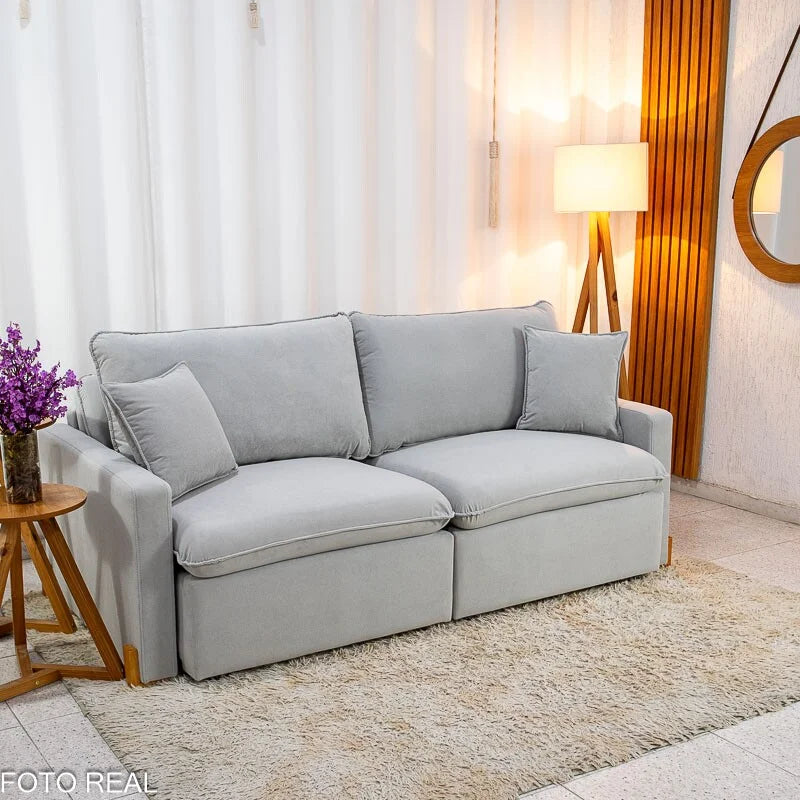 Sofá Retrátil Luma 2.00m Veludo Premium Cinza 36 – Sem Caixa
