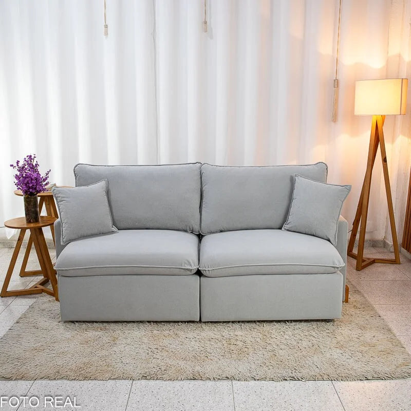 Sofá Retrátil Luma 2.00m Veludo Premium Cinza 36 – Sem Caixa