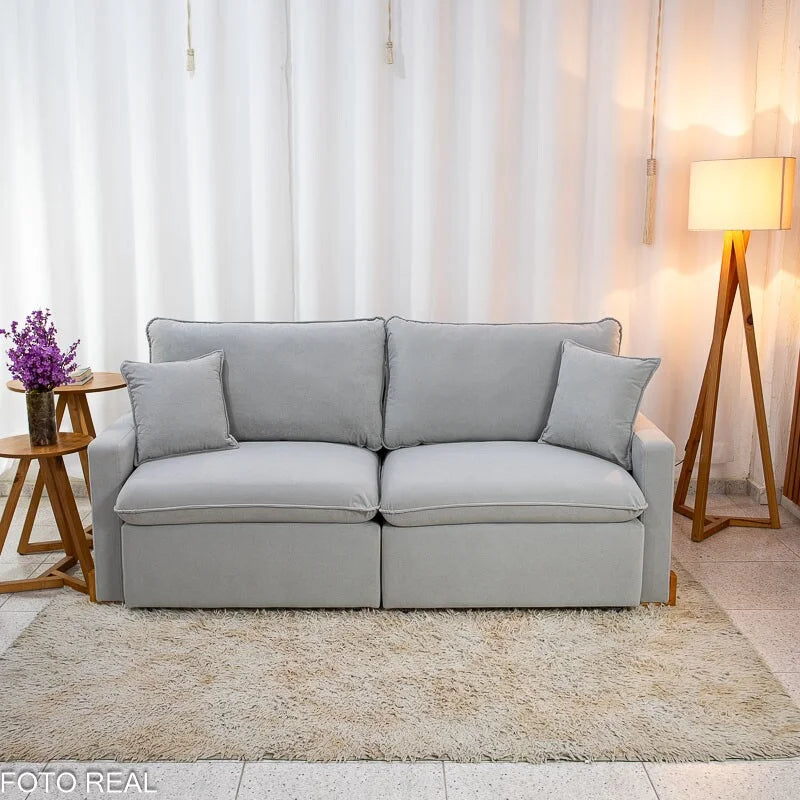 Sofá Retrátil Luma 2.00m Veludo Premium Cinza 36 – Sem Caixa