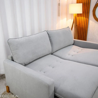 Sofá Retrátil Luma 2.00m Veludo Premium Cinza 36 – Sem Caixa
