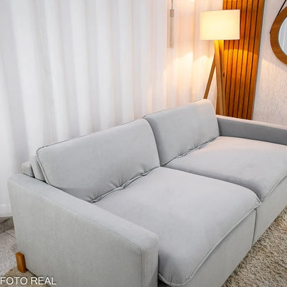 Sofá Retrátil Luma 2.00m Veludo Premium Cinza 36 – Sem Caixa