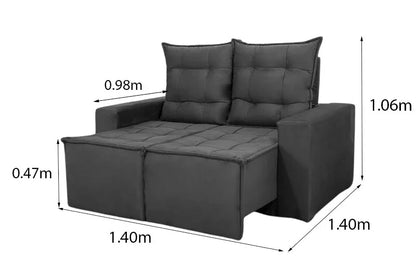 Sofá Retrátil Reclinável Rafaela 1.40m Veludinho Cinza A15