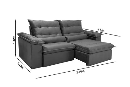 Sofá Retrátil Reclinável Emanuelly 2.30m Veludo Terracota 24 – D28 Soft
