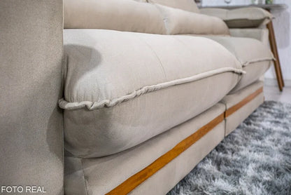 Sofá Retrátil Reclinável Ibis 2.30m Veludo Bege 818 – D33 e Molas Ensacadas