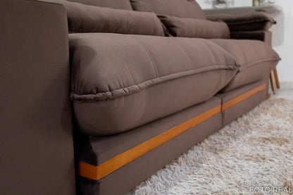 Sofá Retrátil Reclinável Ibis 2.30m Veludo Marrom 815 – D33 e Molas Ensacadas