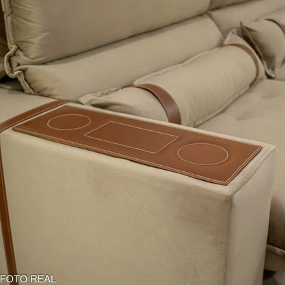 Sofá Retrátil Reclinável Ravello 2.50m Veludo Bege 3040/04 – Espuma D33