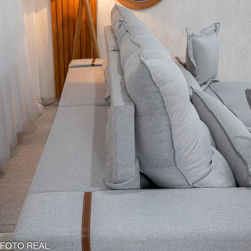 Sofá Retrátil Reclinável Toronto 2.50m Linho Cinza 2005 – D33 e Molas Ensacadas