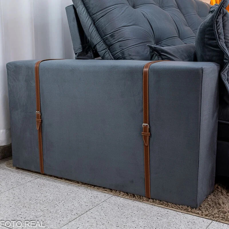 Sofá Retrátil Reclinável Toronto 2.50m Veludo Chumbo 4053 – D33 e Molas Ensacadas