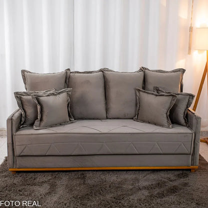 Sofá Vican Larg. 2.00m Veludo Capuccino 5003 – Molas Bonnel