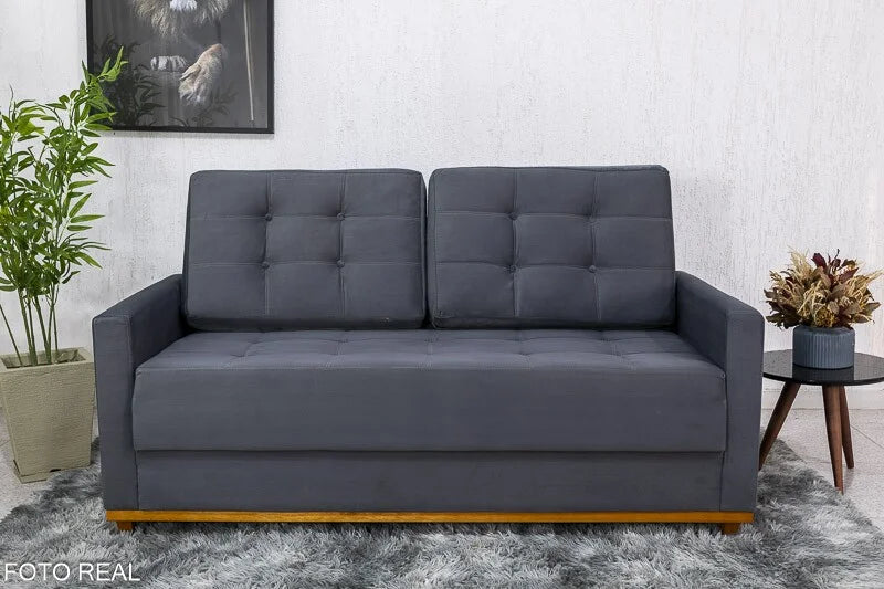 Sofá 3 lugares Living Áustria Veludo Grafite A15 Larg. 1.70m