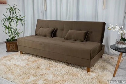 Sofá Cama Arpoador Veludo Marrom Larg. 1.85m