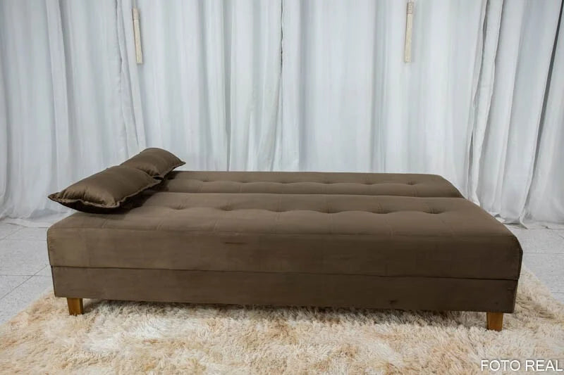 Sofá Cama Arpoador Veludo Marrom Larg. 1.85m