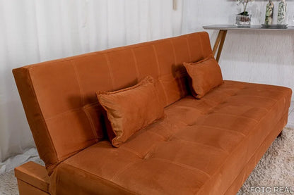 Sofá Cama Arpoador Veludo Terracota 12116 Larg. 1.85m