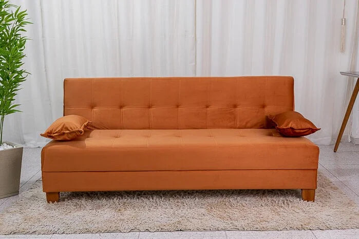 Sofá Cama Arpoador Veludo Terracota 12116 Larg. 1.85m