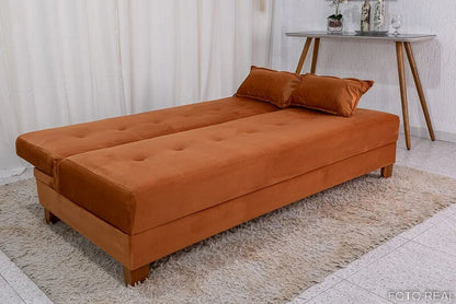 Sofá Cama Arpoador Veludo Terracota 12116 Larg. 1.85m