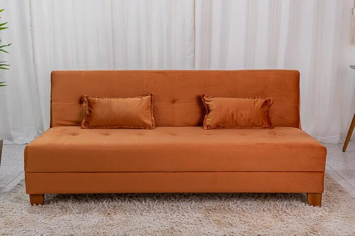 Sofá Cama Arpoador Veludo Terracota 12116 Larg. 1.85m